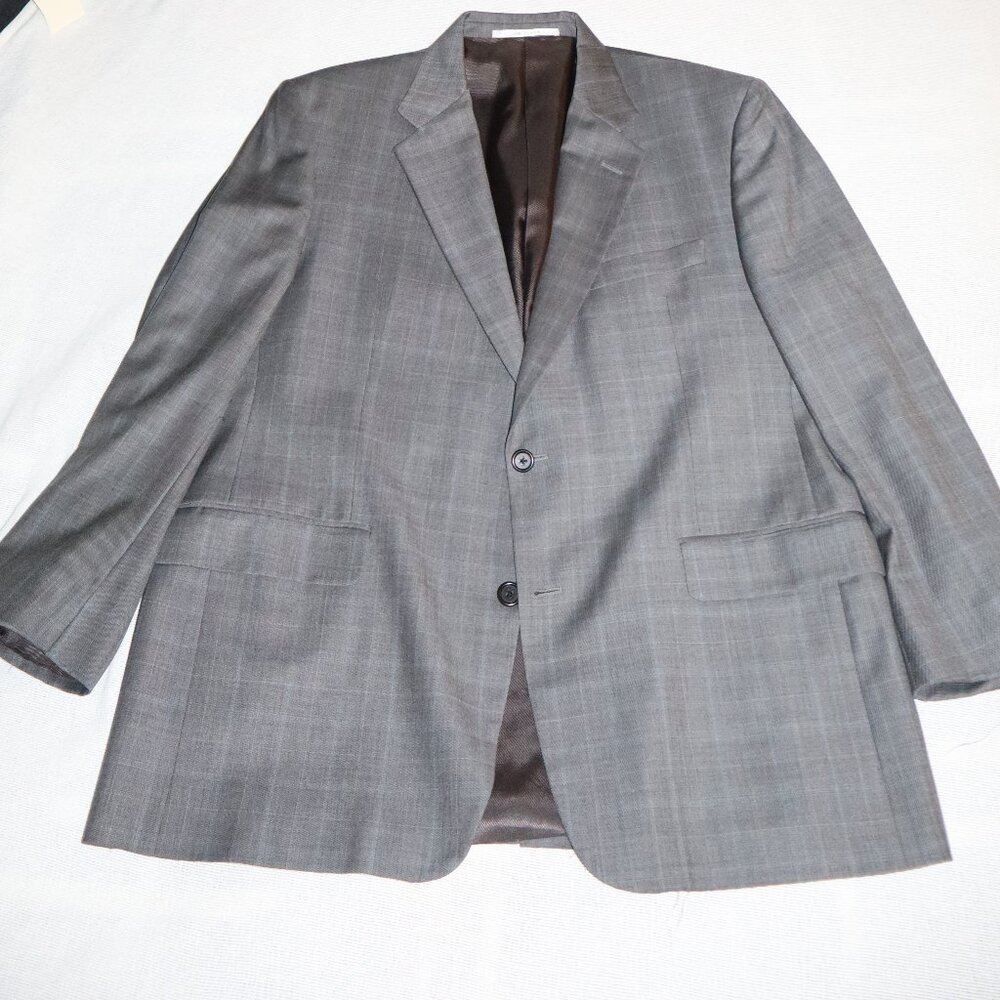 Hickey Freeman Gray-Blue Windowpane Suit 42S 38W